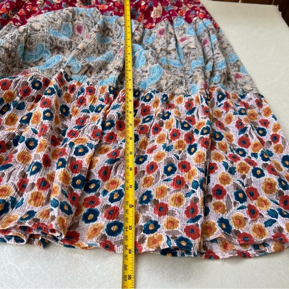 Vintage 90s Sag Harbor Multi-Pattern Tiered Maxi Skirt - Women’s Size Medium